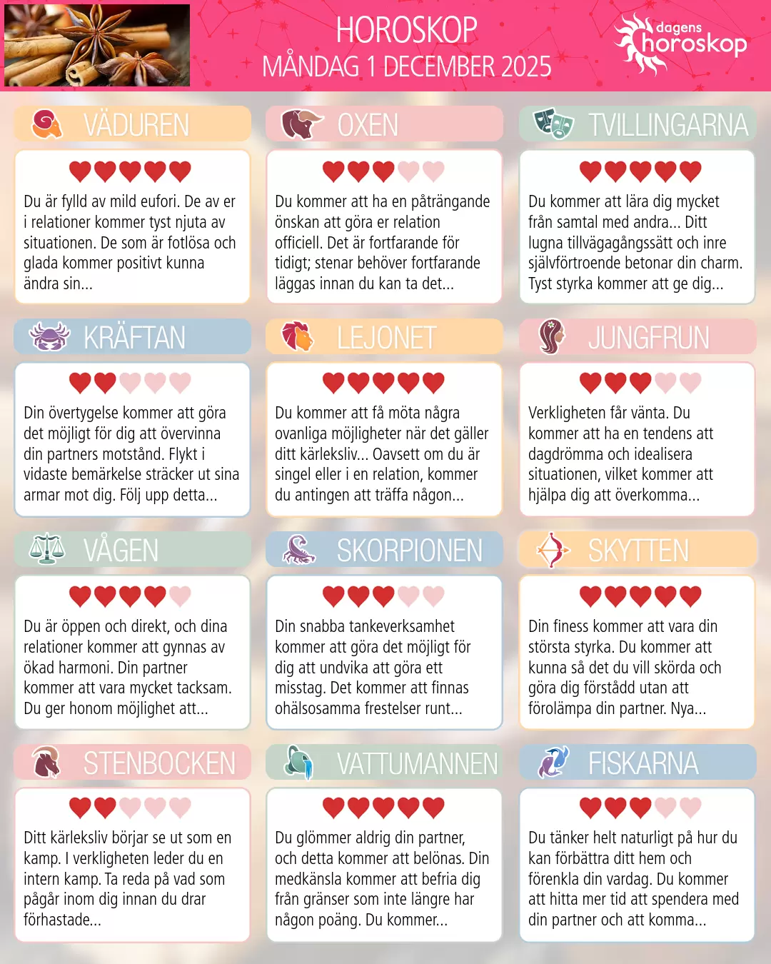 Fiskarna: ditt horoskop för 3 December 2025