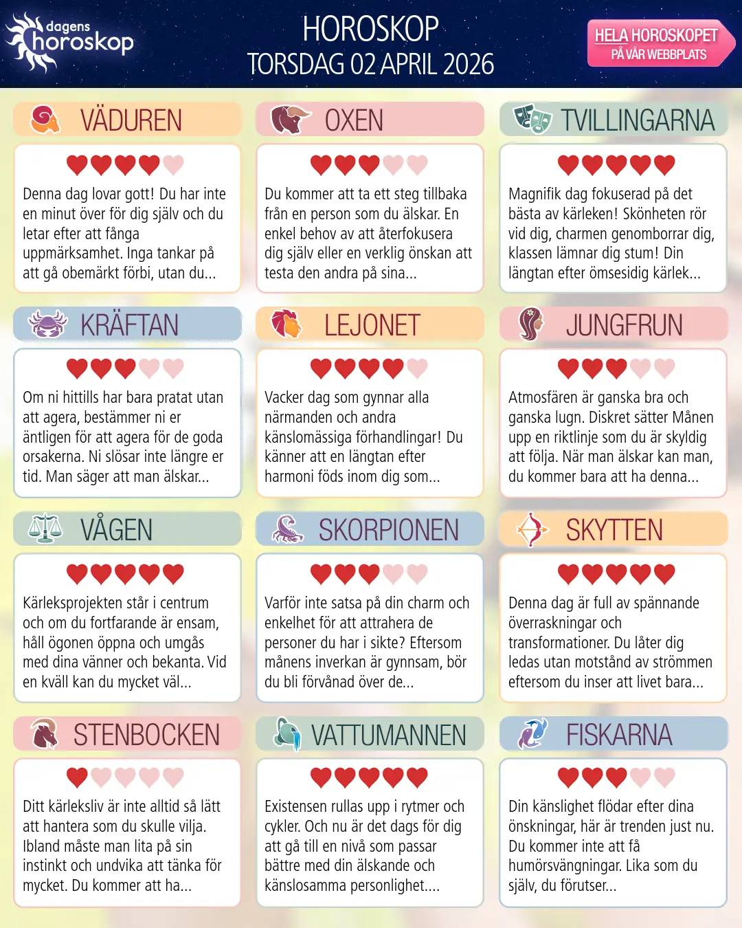 Horoskop för Skytten idag, 2 April 2026