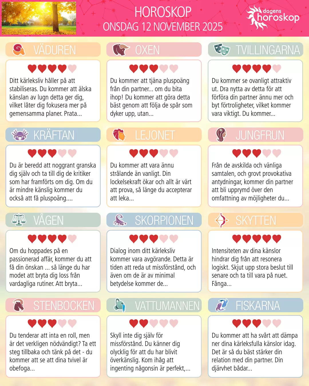 Väduren: Ditt horoskop för imorgon — 13 November 2025