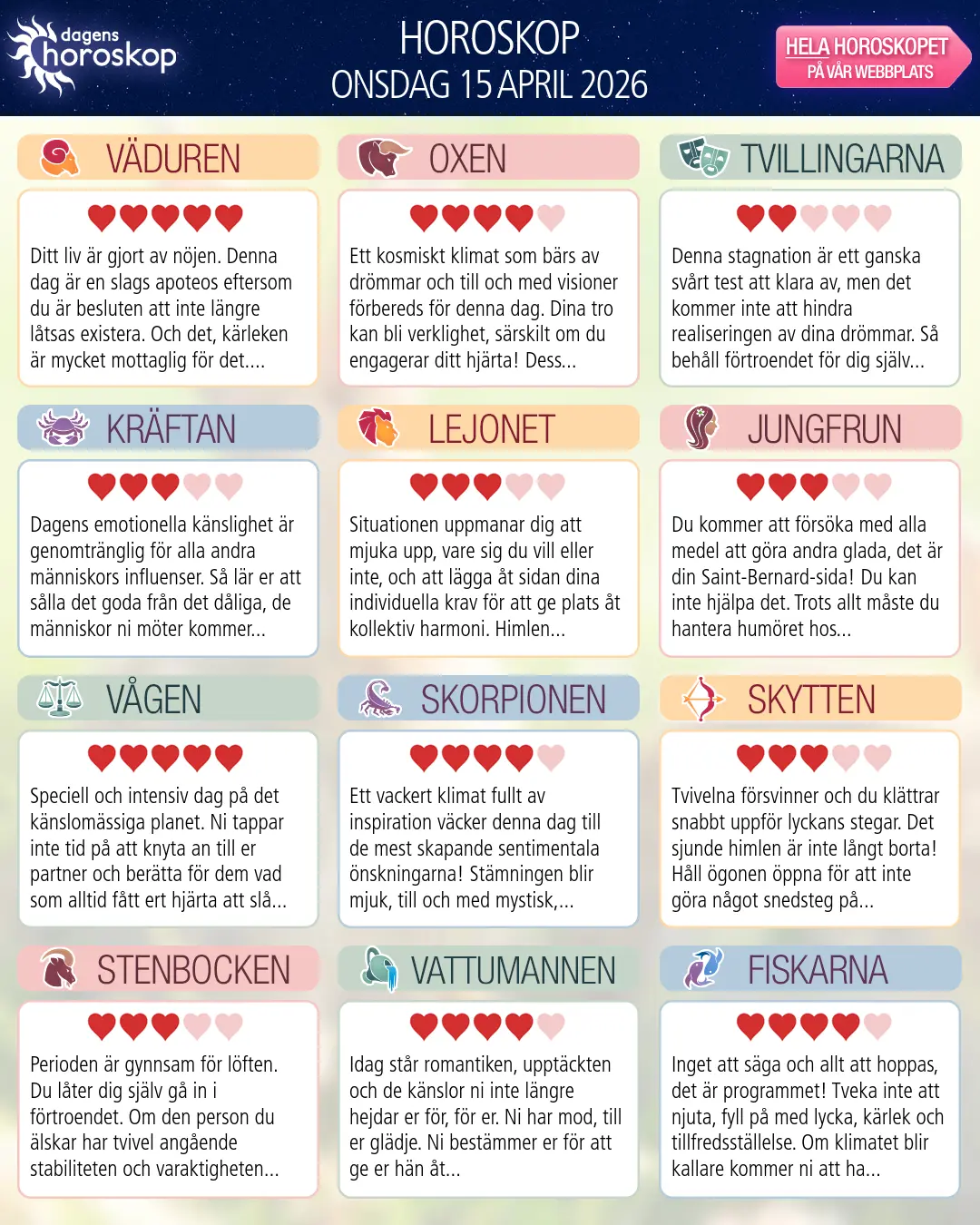 Oxen: ditt horoskop för 17 April 2026