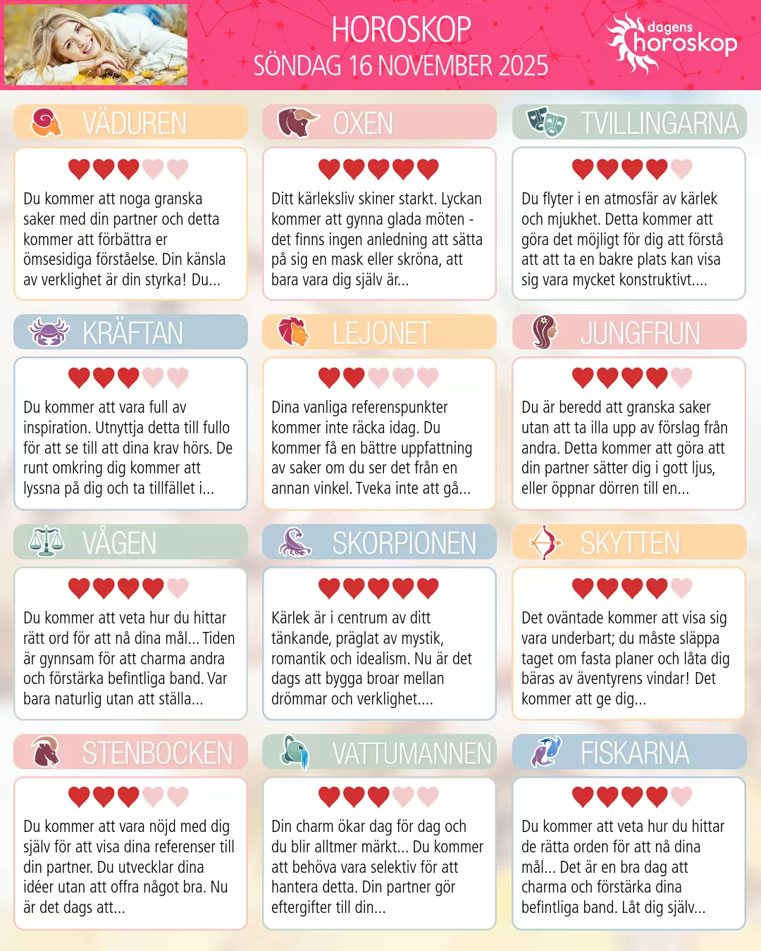 Horoskop för Kräftan idag, 16 November 2025