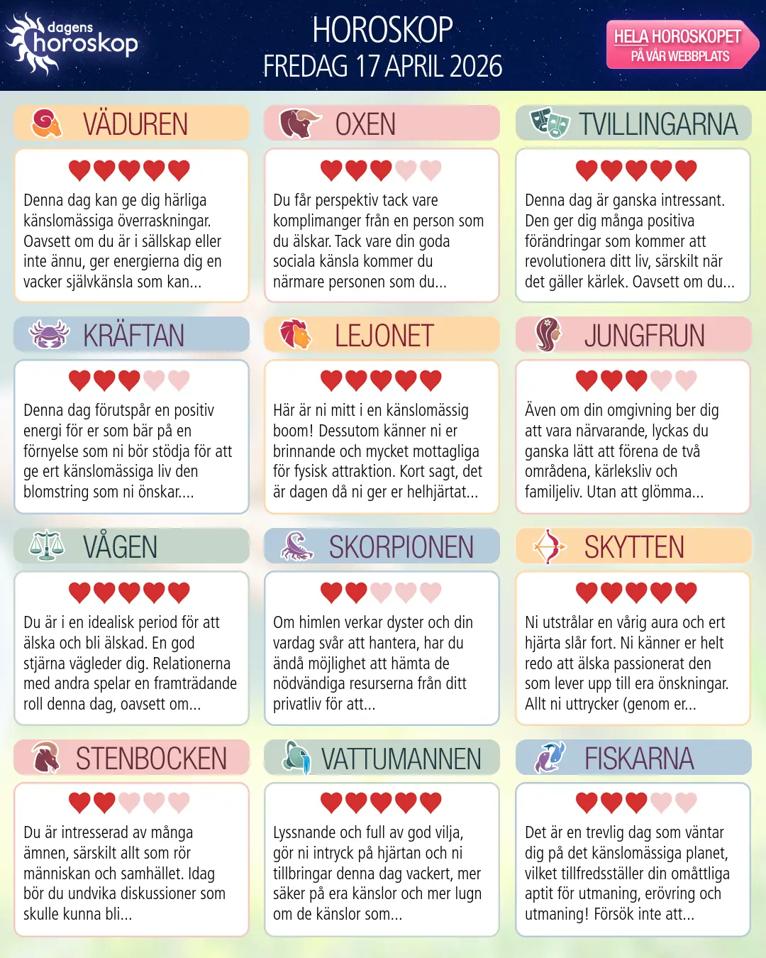 Horoskop för Lejonet idag, 16 April 2026