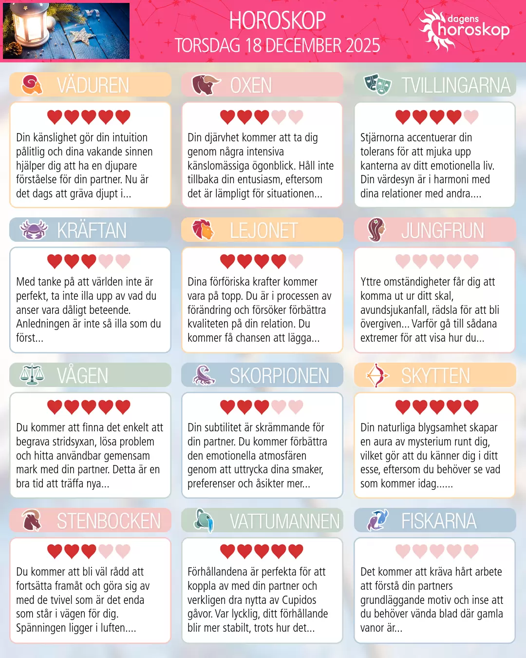 Horoskop för Fiskarna idag, 18 December 2025