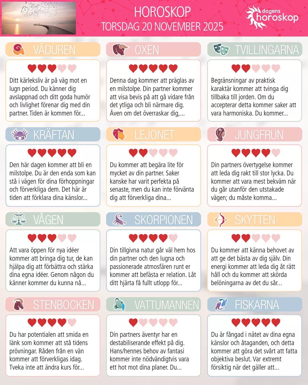 Vågen: ditt horoskop för 22 November 2025