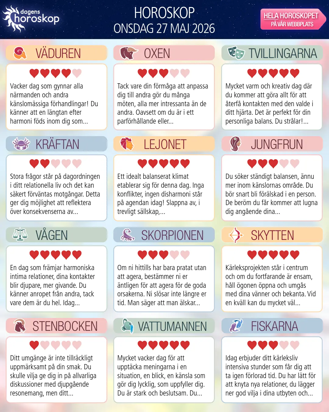 Horoskop för Skorpionen idag, 27 Maj 2026