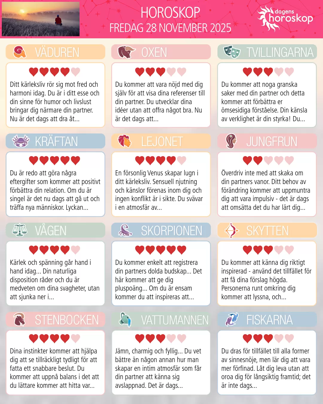Vågen: ditt horoskop för 30 November 2025