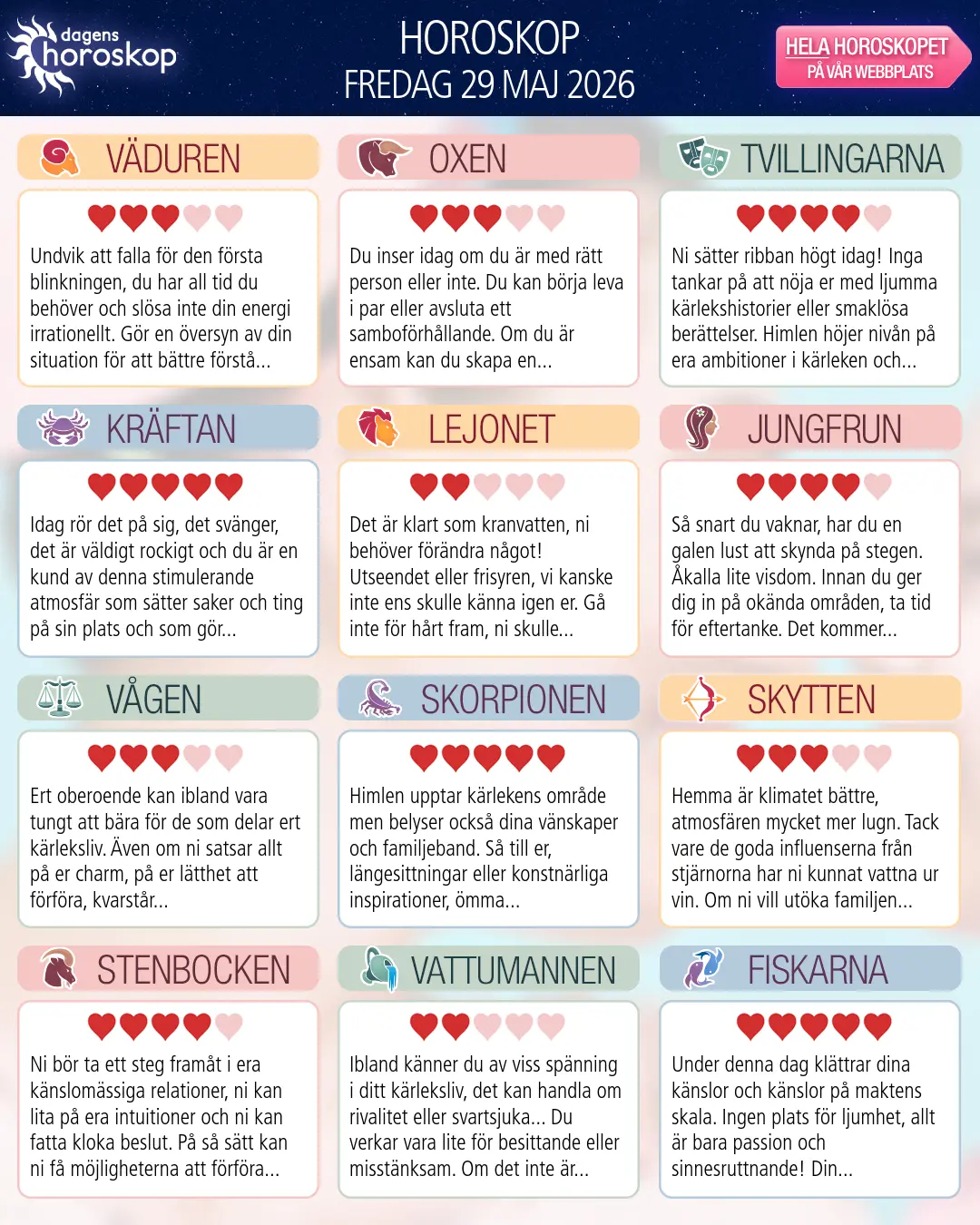 Horoskop för Jungfrun idag, 29 Maj 2026