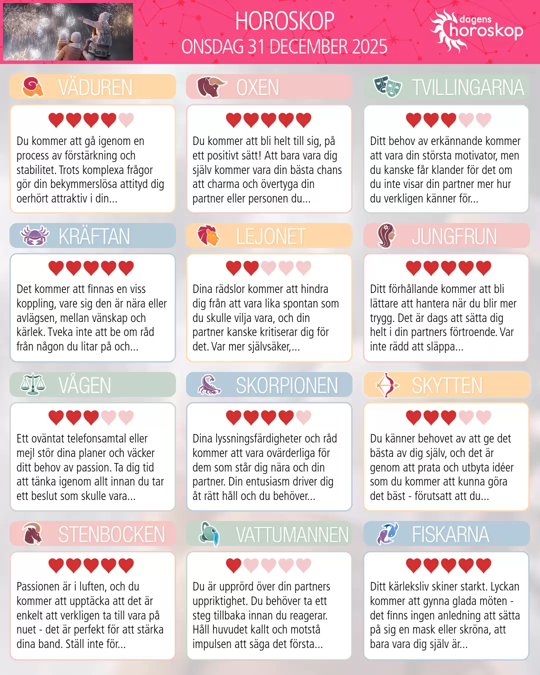 Horoskop för Skorpionen idag, 31 December 2025